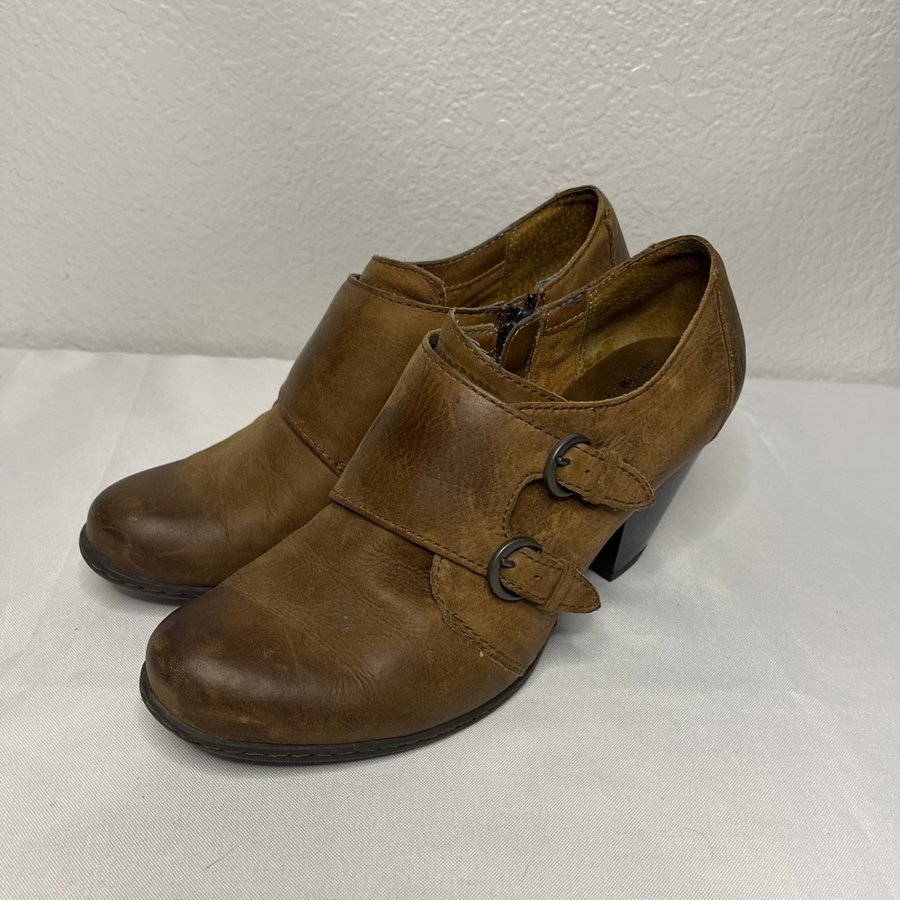 Born BOC Womens Size 7.5 Brown Cathleen Double Monk Strap Booties Leather